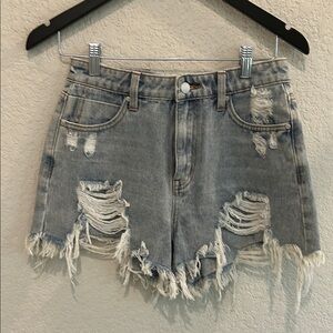 Trendy Distressed Blue Jean Shorts by Denim Blvd Los Angeles